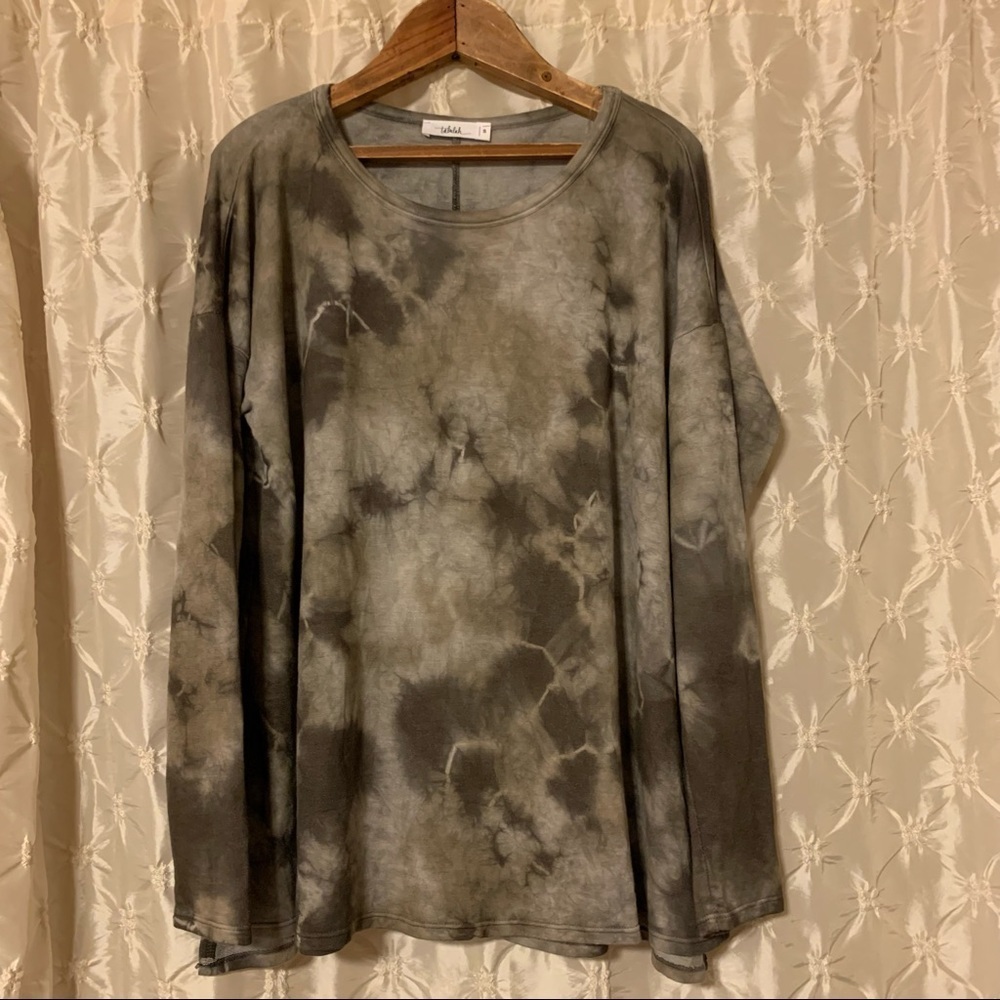 TALULAH Olive and Charcoal Tie-Dye Long Sleeve Sweatshirt